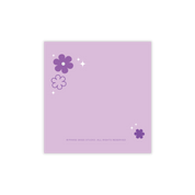 Deep grape Bloom Sticky Notes by Pinkie Skies Studio in a stack, featuring floral designs and a smooth finish.