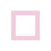 Polka dot sticky notes in vibrant colors from Pinkie Skies Studio, arranged in a neat stack on a white background.